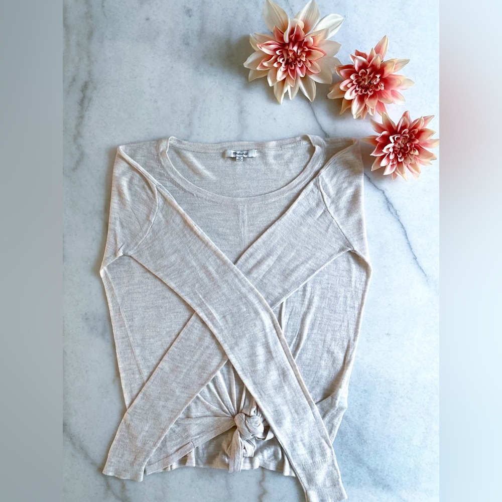 ❌SOLD❌ Madewell Cream White Modern Tie-Front Sweater